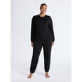 thumbnail image 2 of Joyspun Women’s Fleece Long Sleeve Top and Joggers Lounge Set, 2-Piece, Sizes XS-3X, 2 of 4