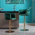 thumbnail image 2 of Set of 2 Velvet Bar Stools in Main Green | Swivel and Mechanical Lifting for Versatile Spaces | Ergonomic Seating with Foam Filling, 2 of 6