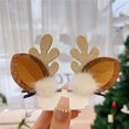 thumbnail image 1 of Pinzas para el pelo de asta de Navidad, lindas y exquisitas pinzas para el pelo de reno de peluche para fiestas de Navidad, fiestas de cumpleaños, cosplay, n.° 1, peluche amarillo brillante, 1 of 5