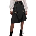 thumbnail image 2 of LWavelet Steampunk Style Belted Ruched Maxi Skirt Women Cosplay Party Trendy Unique Bottoms Black 2XL, 2 of 6