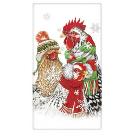 Flour Sack Kitchen Dish Towel Winter Chicken Heads Mary Lake - Thompson