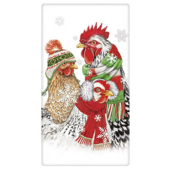 Flour Sack Kitchen Dish Towel Winter Chicken Heads Mary Lake - Thompson