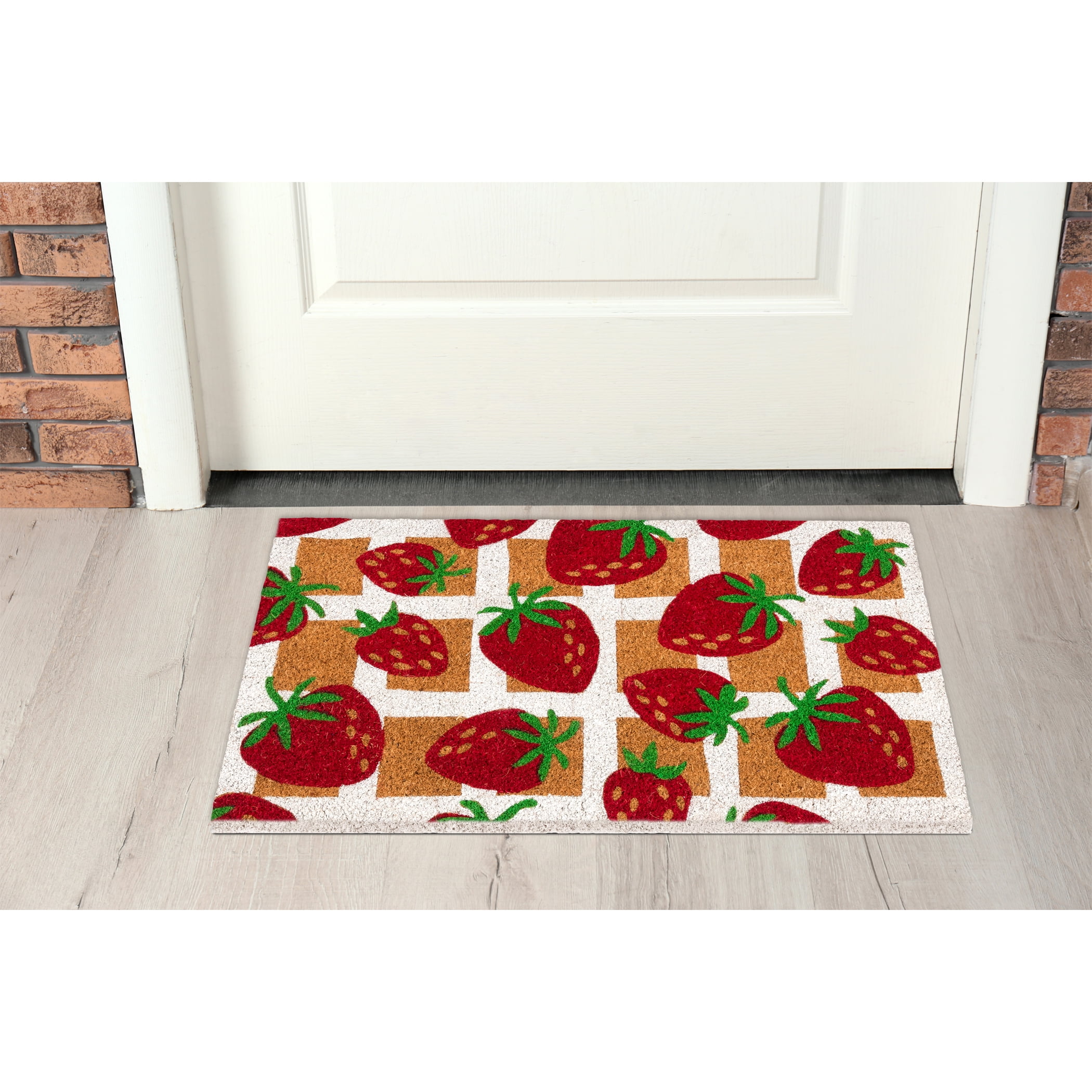 Mainstays Strawberry Grid Coir Doormat, 18
