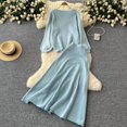 thumbnail image 3 of Korean Loose Knit Sweater Women High Waist A Line Skirt Set Casual Long Sleeve Tops And Outfits Comfy Fall Winter Fashion, 3 of 8