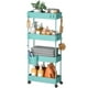 thumbnail image 1 of Carrito de almacenamiento delgado Pipishell de 4 niveles para baño, color turquesa, 1 of 9