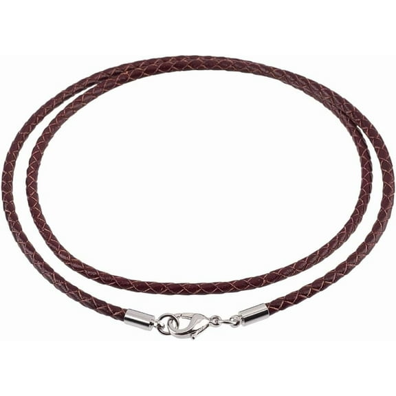 10PCS Genuine Leather Cord Necklaces 3mm Brown Round Real Woven Leather Waxed String Rope Chain Necklace with Copper Lobster Clasps 21 Inch for Men Women Jewelry DIY Making