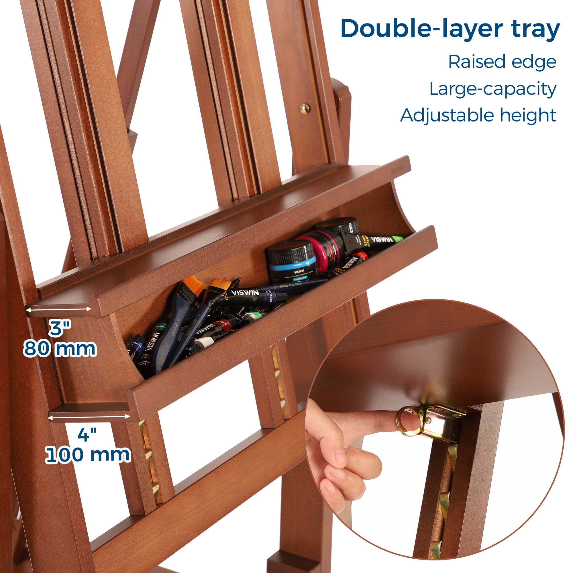 VISWIN Double Mast Extra Large H-Frame Easel,Hold Canvas up to 83"-Walnut