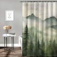 thumbnail image 2 of COMIO Forest Watercolor Painting of Nature Landscape Forest Tree Mountains Pine Trees Shower Curtain White, 2 of 6