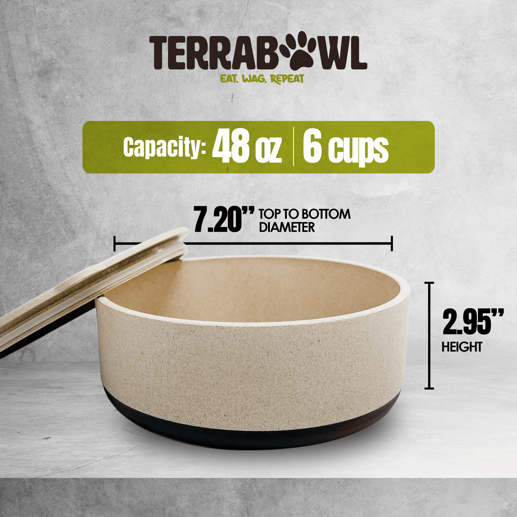 TerraBowl 48 oz. Eco-Friendly, Non-slip Pet Bowl with Lid for Dogs and Cats