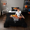 thumbnail image 3 of Manfei Basketball Twin Comforter Sets, Sports Bedding Set, Grunge Black Orange, Black Reversible 2pcs 1 Comforter and 1 Pillowcase, 3 of 6
