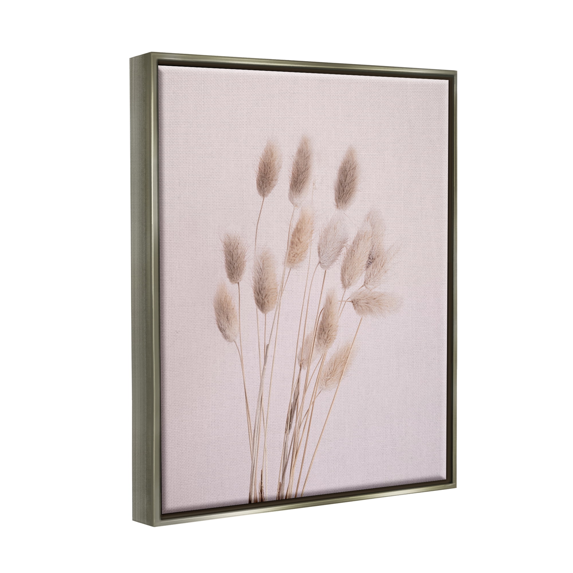 Stupell Industries Soft Pink Reed Sprigs Botanical & Floral Photography Gray Floater Framed Art Print Wall Art, 25 x 31