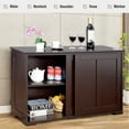 thumbnail image 6 of Costway Kitchen Storage Cabinet Sideboard Buffet Cupboard Wood Sliding Door Pantry Brown, 6 of 11