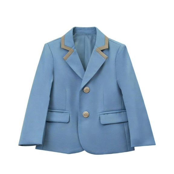 Atogsazn Toddler Boys Long Sleeve Blazer Casual Button Up Suit School Lightweight Cotton Outerwear Tops 08-Light Blue 5-6 Years Fashion