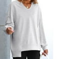thumbnail image 2 of Mohiass Womens Oversized Sweatshirt V Neck Long Sleeve Tunic Lightweight Pullover 2025 Fashion Loose Cozy Tops Light Gray L, 2 of 4
