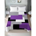 thumbnail image 2 of Queen Size Flat Sheet Only, Purple Grey Black Geometric Soft Brushed Microfiber Bed Sheets, Middle Century Art Abstract Aesthetics Hotel Quality Breathable Bedding Top Sheet, Easy Care, 90"x102", 2 of 9