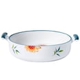 thumbnail image 1 of Qeeadeea Plat à Lasagne Rond avec Poignée, Petit Plat de Cuisson en Céramique pour 1 Personne, Plat de Cuisson en Porcelaine Résistant au Four-Vert-1000 ml, 25x20x5 cm, 1 of 7