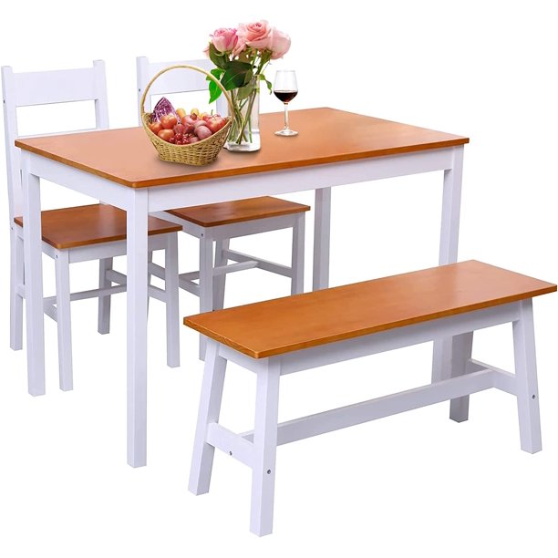 BBNBDMZ Dining Table Set for 4 Solid Wood Kitchen Table with 2 Chairs