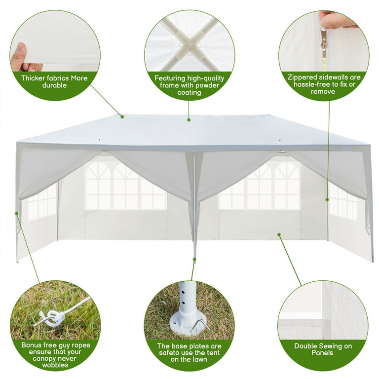 UBesGoo 10' x 20' Canopy Garden Party Tent Practical Outdoor Tent for  Parties 6 Sidewalls 