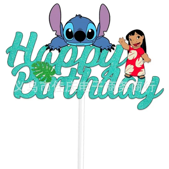 New Stitch Girl's Clove Cake Decoration and Pink Stich Happy Birthday Cake Decoration Boy Party Supplies Baby Shower