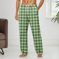 thumbnail image 2 of Men's Cotton Lightweight Plaid Sleep Pants| Lounging PJ Bottoms Drawstring Pants with Pockets and Button Fly | Multi Packs & Colors (12-Green, S), 2 of 6