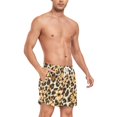 thumbnail image 4 of FORMRS Mens Swim Trunks Mesh Liner Quick Dry Casual Beach Board Shorts with Pockets, Sizes S-2XL, Brown Floral Leopard Pattern, 4 of 9