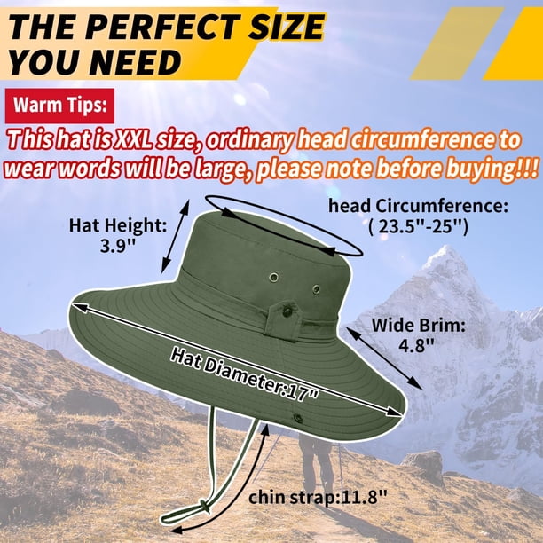 Oversize XXL】 Sun Hat for Men,【UPF50+Waterproof Wide-Brim  display picture 2