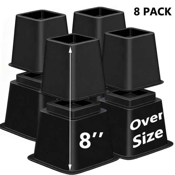 Kisportee Elevadores Ajustables para Muebles de Cama, Juego de 8 Elevadores Apilables para Muebles, en Alturas de 3, 5 O 8 Pulgadas, Eleva hasta 1300 lb, Elevadores de Cama de Alta Resistencia para