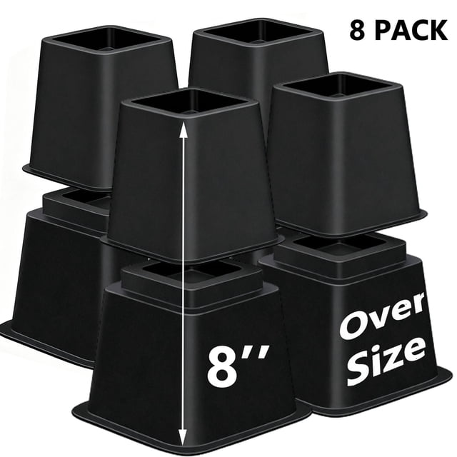 Kisportee Elevadores Ajustables para Muebles de Cama, Juego de 8 Elevadores Apilables para Muebles, en Alturas de 3, 5 O 8 Pulgadas, Eleva hasta 1300 lb, Elevadores de Cama de Alta Resistencia para