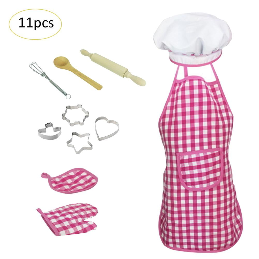 11Pcs Children Apron Cake Baking Tools Kitchen Toys Play House Play Cooking Set 