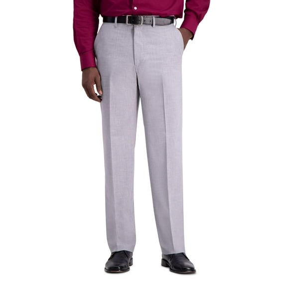 J.M. Haggar Men's Classic Fit Flat Front Solid Stretch Dress Pants, Light Grey, 36W x 29L US