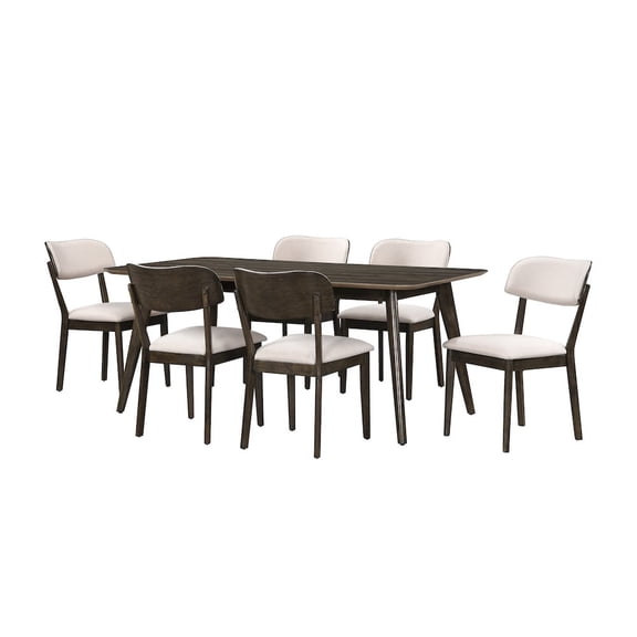 New Classic Furniture Rex 7-Piece Wood Rectangle Dining Set in Walnut