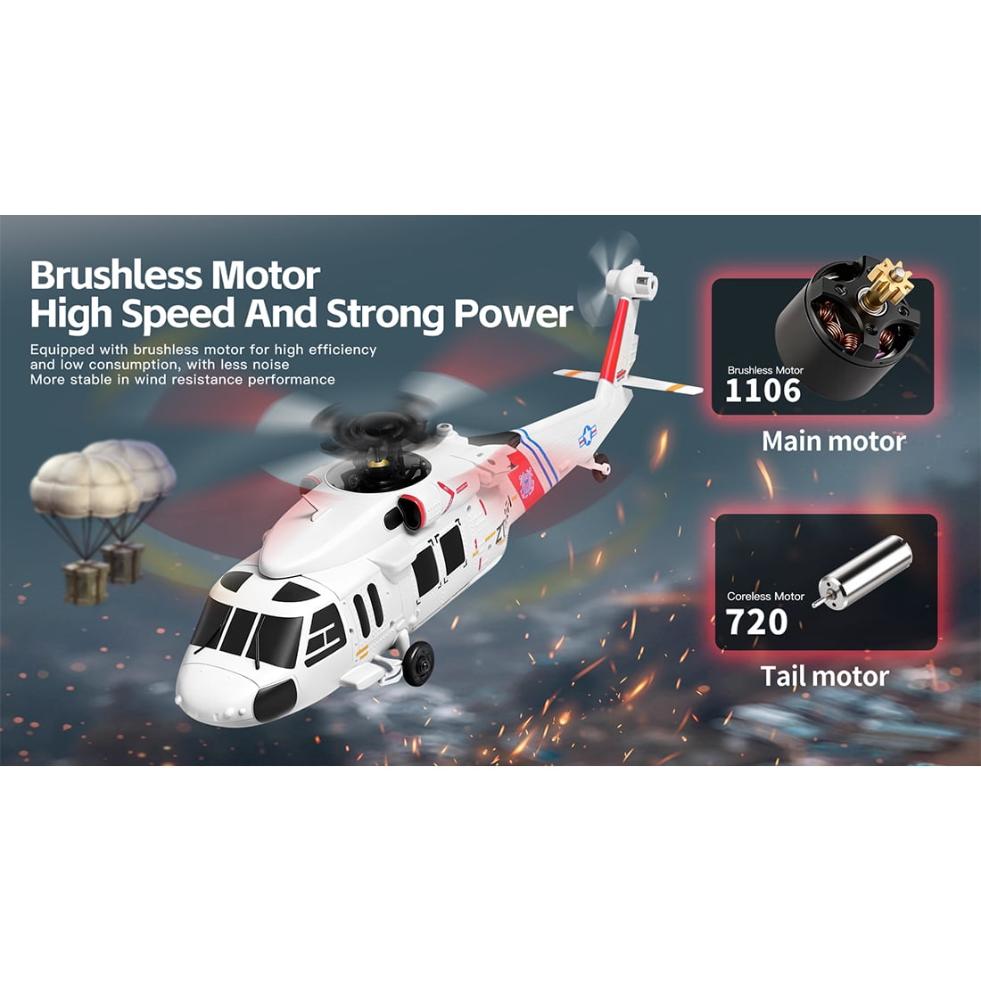 WL K270 UH-60L RC Helicopter, 2.4G 4CH Remote Control Plane with 6-Axis Gyro, Optical Flow & One-Key Takeoff/Landing for Indoor/Outdoor Flight, for Beginners, Easy to Fly