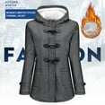 thumbnail image 2 of Women's Fashion Hooded Jacket Winter Warm Coat with Decorative Horn Buttons, 2 of 5
