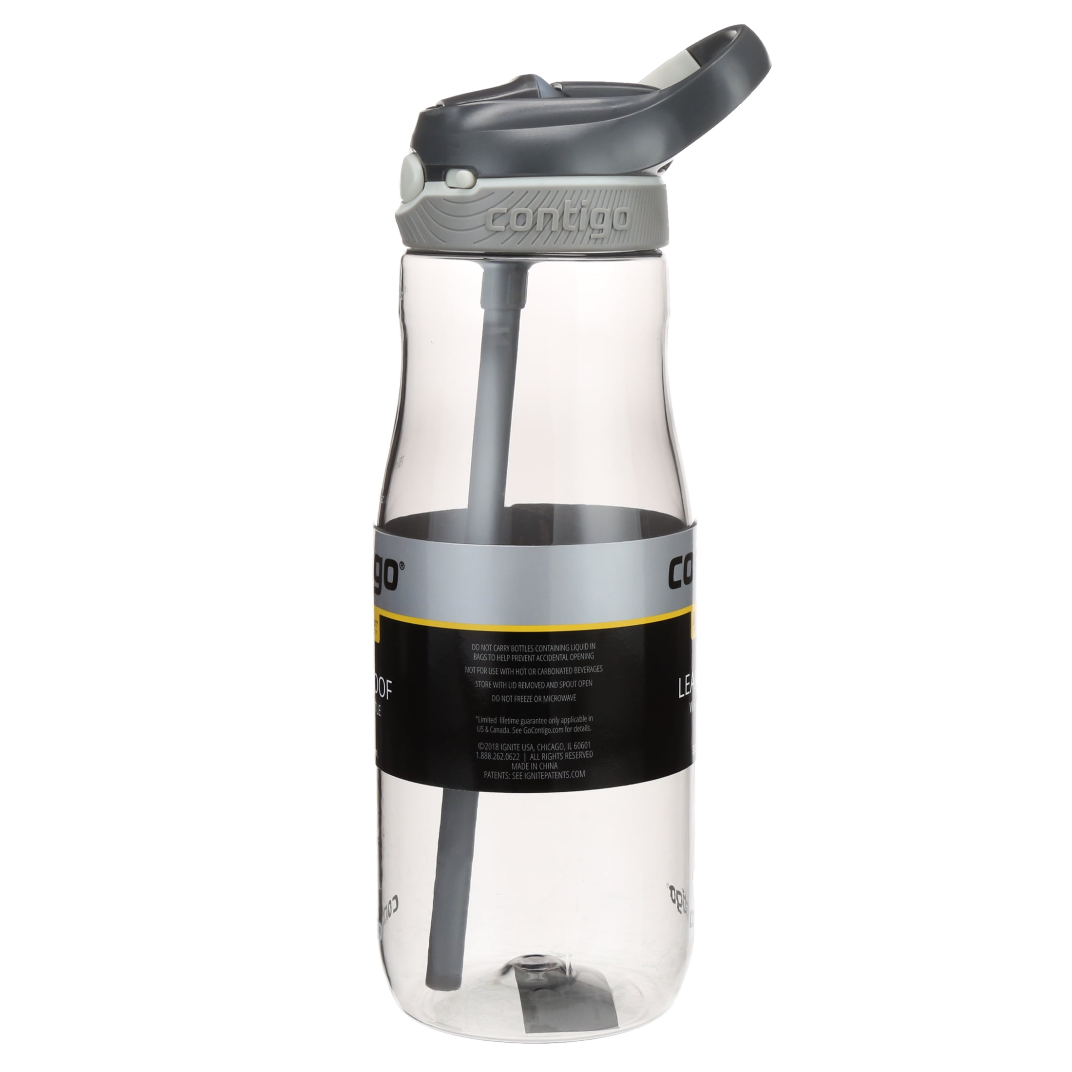 Contigo Ashland 32 oz Smoke and Brown Plastic Water Bottle with Straw and  Wide Mouth Lid 