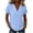 Light Blue, variant on Women's Peter Pan Collar Blouse, V-Neck Short Sleeve Loose Fit Linen Blend Breathable Top, Women's Navy, Sizes S-2XL