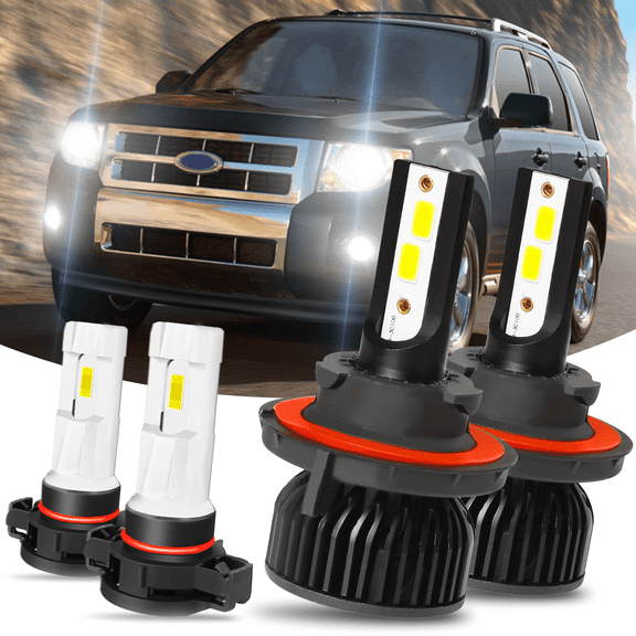 For 2008 2009 2010 2011 2012 Ford Escape LED Headlight Hi/Lo Fog Light White 4pcs