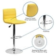 thumbnail image 6 of BizChair 2 Pack Modern Yellow Vinyl Adjustable Bar Stool with Back, Counter Height Swivel Stool with Chrome Pedestal Base, 6 of 14