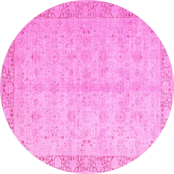 Ahgly Company Indoor Round Oriental Pink Modern Area Rugs, 3' Round