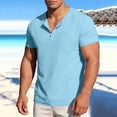 thumbnail image 2 of Yeaiivve Mens Big And Tall Casual Shirts Button Down Polo Shirt 2026 Summer Short Sleeve Tee Cozy Lightweight Vacation Beach Tops Light Blue,L, 2 of 7