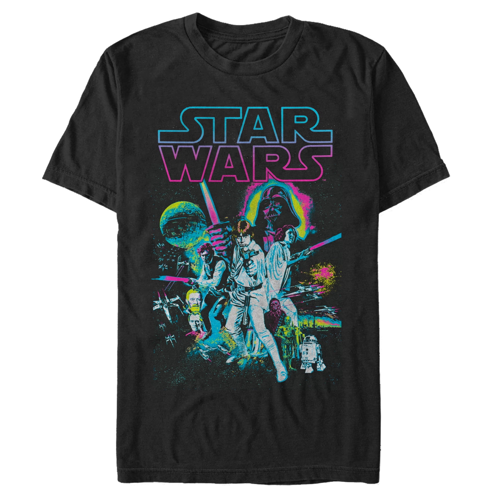 Men's Star Wars Neon Collage Graphic Tee Black X Large