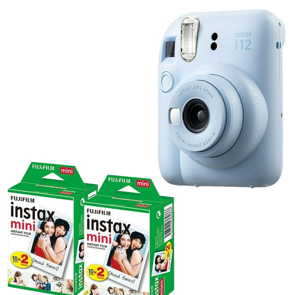 FUJIFILM INSTAX MINI 12 Instant Film Camera (Pastel Blue)   Mini Film Kit (2 Pack)