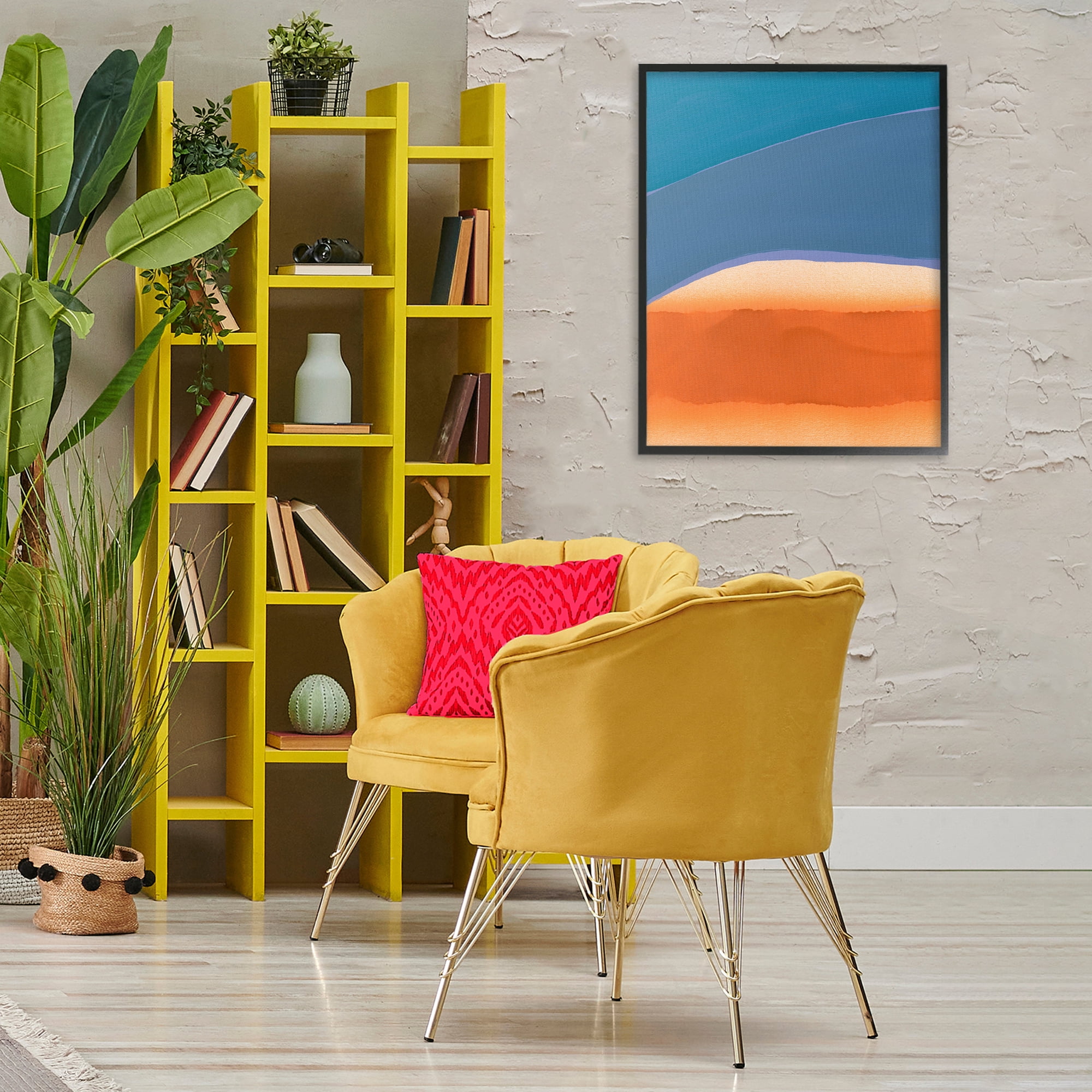 Stupell Industries Modern Desert Sunrise Abstract Painting Black Framed Art Print Wall Art, 24 x 30
