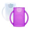 Flipping Holder 2-pack (White/Purple) Squeeze-Proof Mess-Free Holder for Food Pouches, Juice Boxes, and Juice Pouches MADE IN USA