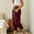 thumbnail image 5 of Women's Jogger Pants Side Pockets Baeitkot Women's Fashion Casual Solid Color Loose Elastic Waist Cropped Jogger Pants Side Pockets Wine XXL, 5 of 8