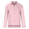 thumbnail image 4 of Womens Button Down Shirts Novelty Cotton Linen Solid Long Sleeved Lapel Collar Tops Summer Trendy Casual Relaxed Fit Tops with Pocket, 4 of 4