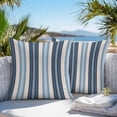 thumbnail image 5 of Vintage Stripes Outdoor Pillow Covers Set of 2 Navy Blue Striped Abstract Lines Retro Waterproof Throw Pillow Case Decorative Square Cushion Cover for Patio Couch Garden Balcony, 24"x24", 5 of 9
