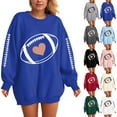 thumbnail image 2 of felwors Football Sweatshirts for Women Game Day Football Season Graphic Sweatshirt Long Sleeve Shirt Soccer Fans Pullover Blue, XXL, 2 of 7