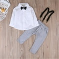 thumbnail image 3 of Bagilaanoe 2Pcs Newborn Baby Boy Overalls Pants Set Long Sleeve Shirts Tops with Bow + Suspender Trousers 6M 12M 18M 24M Infant Formal Gentleman Outfits, 3 of 8