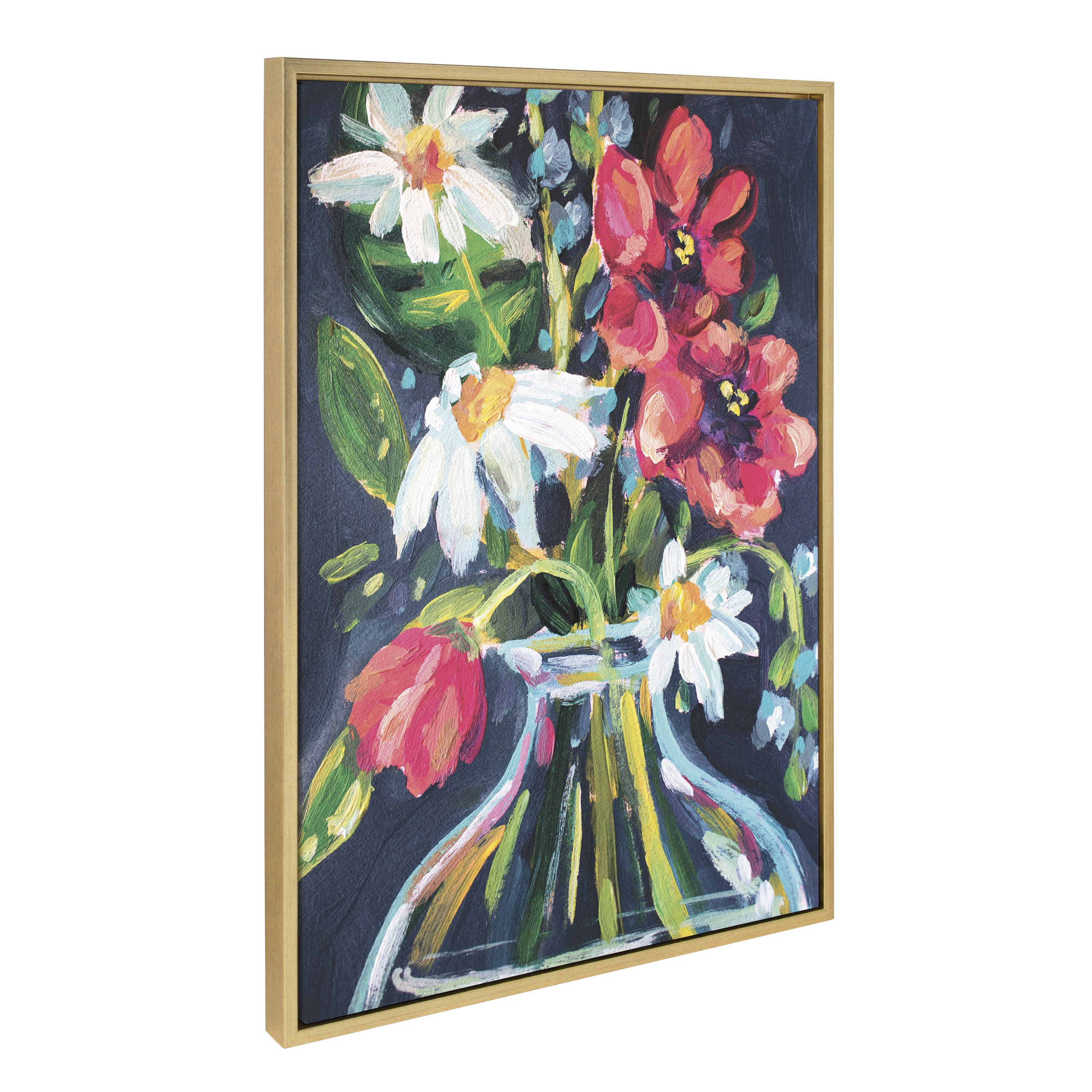 Kate and Laurel Sylvie Romantic Silhouettes Framed Canvas Wall Art by Rachel Christopoulos 23x33 Gold Colorful Floral Art for Wall