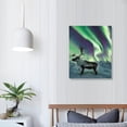 thumbnail image 4 of Natural Landscape Aurora Borealis Art Painting Purple Green Red Aurora Borealis and Deer Canvas Home Decoration Wall Art Decoration Painting Poster Room Aesthetics 12 * 16in/16 * 20in, 4 of 5